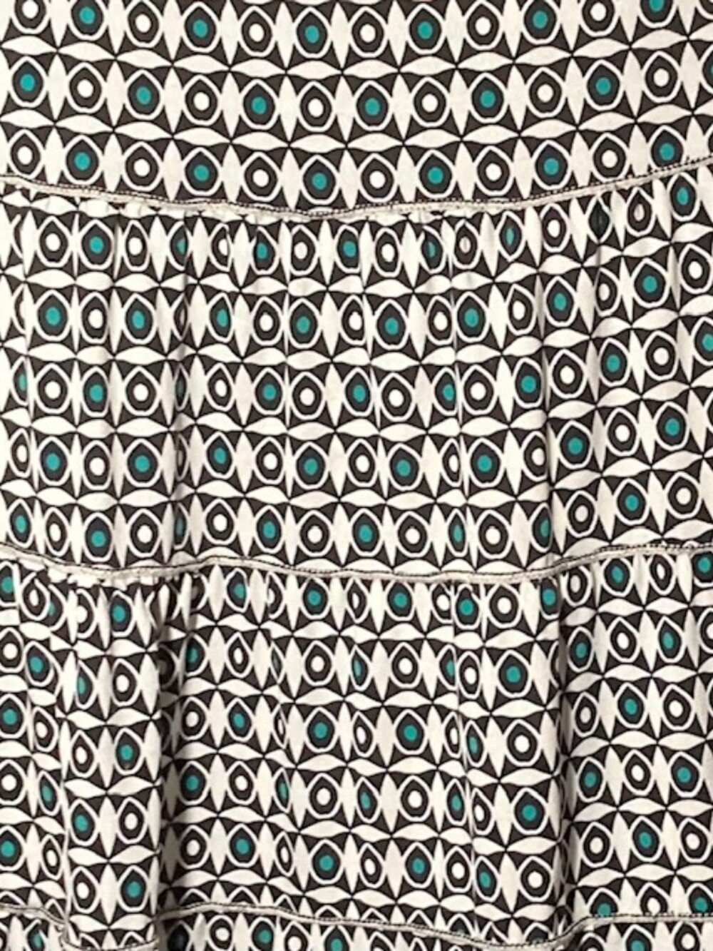 Max Studio Tiered Geometric Print Midi Peasant Skirt & Top Large Teal/Black Boho - Picture 6 of 7